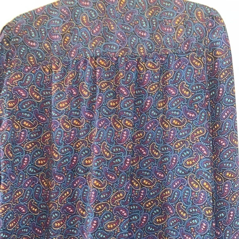 Vintage purple Paisley midi/maxi long sleeve button dress with tie sz L 12 boho